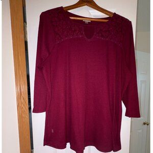 Avenue Embellished Waffle Knit Top - Size 14/16